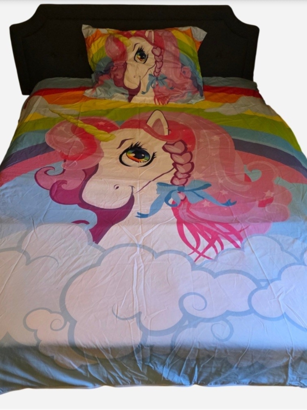 Rainbow Unicorn Twin Duvet Cover & Pillow Sham Set